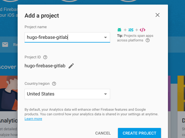 Create a Firebase project